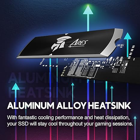 DATO ARES Dark Sword 1TB with Heatsink, M.2 2280 Gen4, Compatible with PS5, Up to 7200/6850 MB/s NVME DATO ARES Dark Sword 1TB with Heatsink, M.2 2280 Gen4, Compatible with PS5, Up to 7200/6850 MB/s NVME